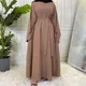 Abaya-Robe Longue avec Ceinture pour Femme Musulmane Vêtement Islamique Djellaba Mode Africaine
