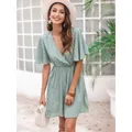 Hirigin-Mini robe vintage à manches volantées pour femme tenue d'été sexy décontractée à pois