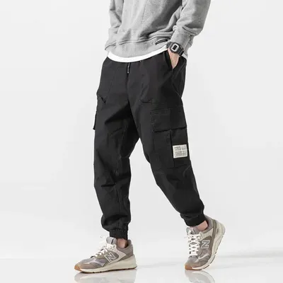 Sarouel à taille élastique multi-poches pour hommes pantalons Hip Hop Boy Streetwear Punk
