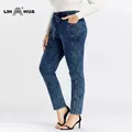 LIH HUA – jean grande taille pour femme pantalon en Denim coton tricoté décontracté doux