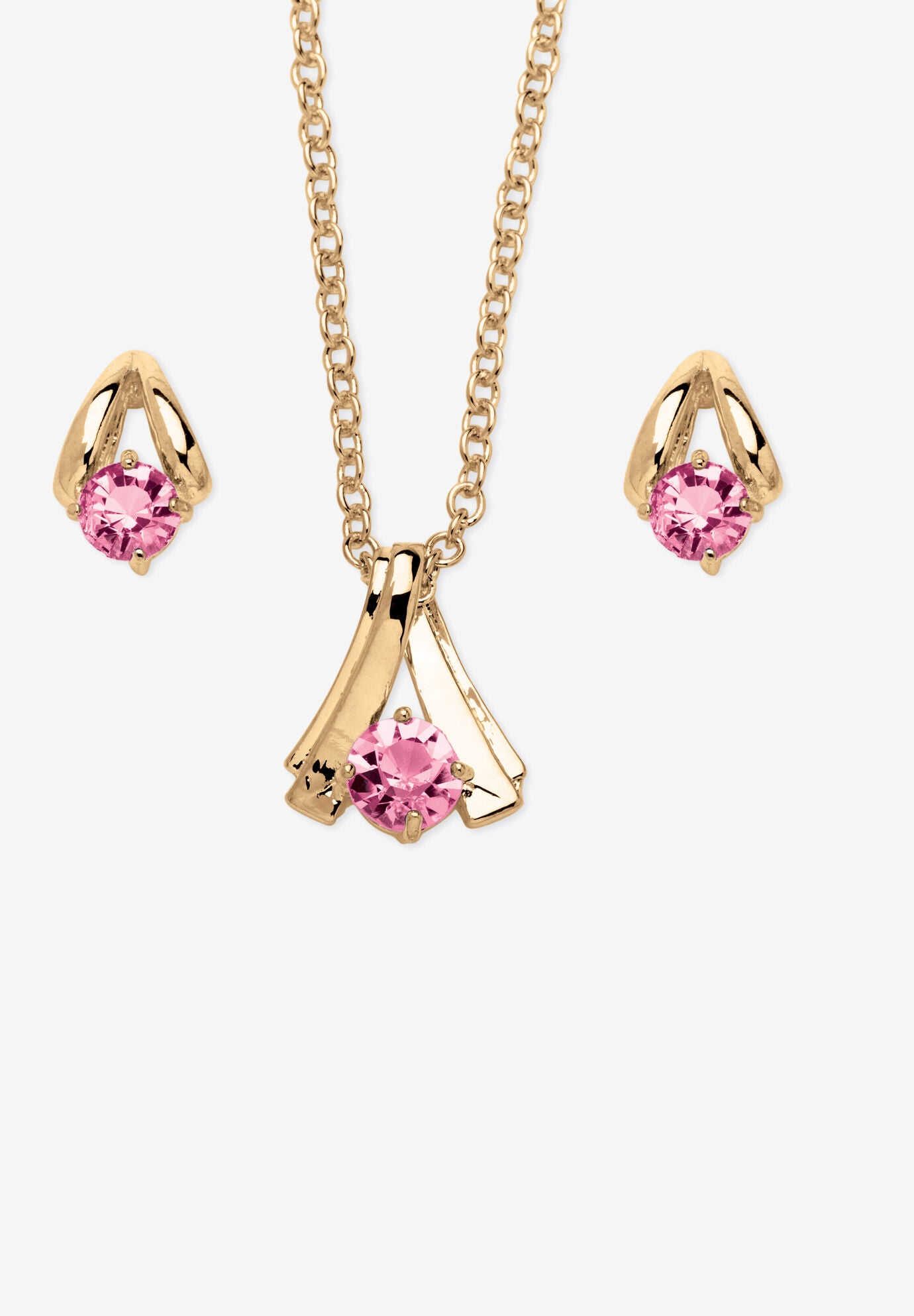 Women's Simulated Birthstone Solitaire Pendant and Earring Set with FREE Gift in Goldtone, Boxed by PalmBeach Jewelry in June