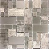 Tile Club 1.9" x 1.9" Glass/Marble Brick Joint Mosaic Wall & Floor Tile Mixed Material/Glass in Gray | 1.9 H x 1.9 W x 0.3125 D in | Wayfair