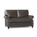 Bradington-Young West Haven 59" Genuine Leather Rolled Arm Loveseat Genuine Leather in Gray/Brown | 36 H x 59 W x 38 D in | Wayfair