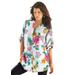 Plus Size Women's English Floral Big Shirt by Roaman's in White Hibiscus Floral (Size 16 W) Button Down Tunic Shirt Blouse