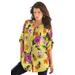 Plus Size Women's English Floral Big Shirt by Roaman's in Lemon Hibiscus Floral (Size 34 W) Button Down Tunic Shirt Blouse