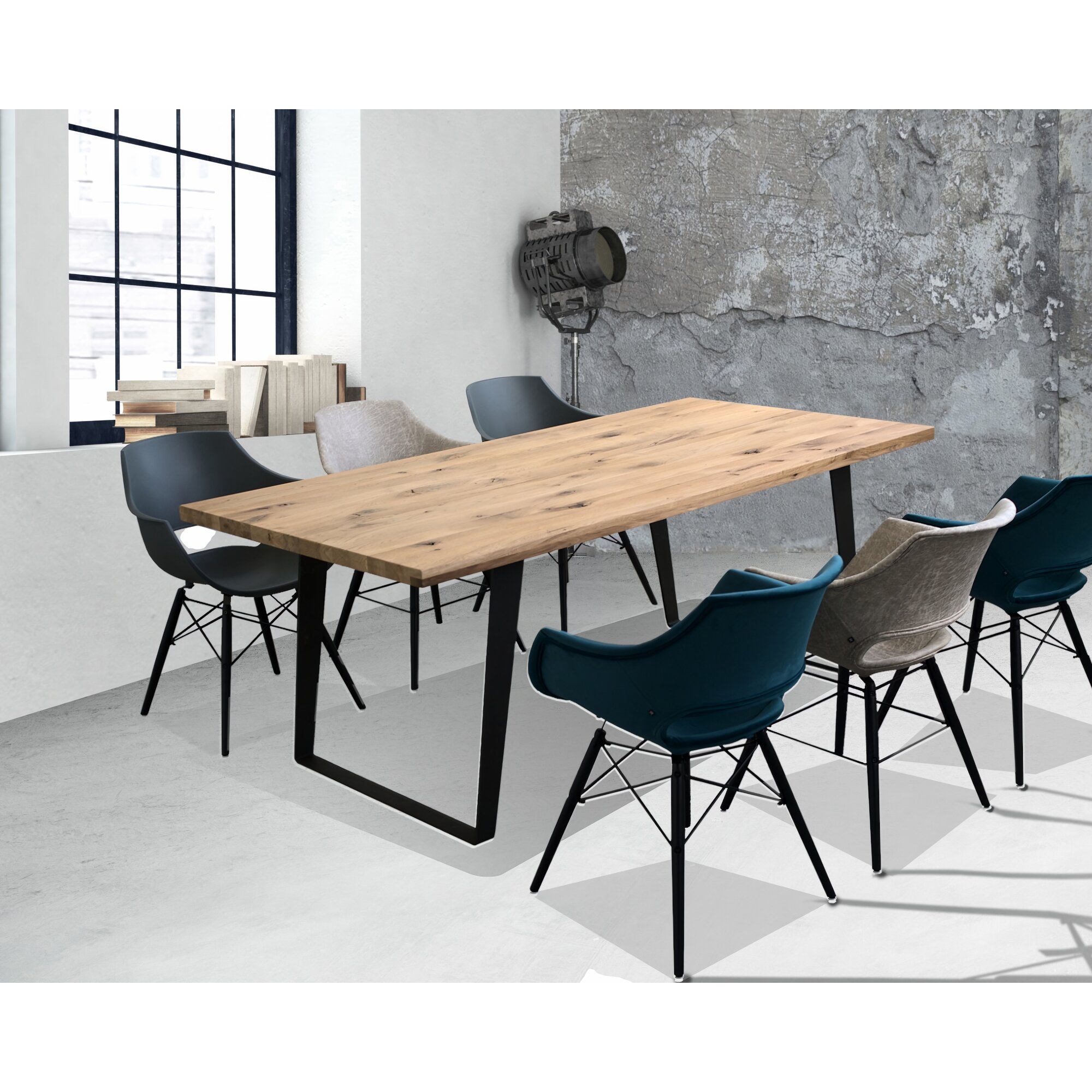 Massivholz »U-Loft« Wildeiche Esstisch 180x90 cm / weiß