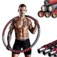 Azanaz Adult Hula Hoop 1-5 kg Weighted Hula Hoop Stainless Steel Fitness Hoola Hoop 6 Segments Removable Suitable for Fitness/Weight Loss/Tummy Shaping (Black red)