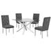 Orren Ellis Moncton 5 Piece Dining Set Wood/Glass/Upholstered/Metal in Brown | Wayfair D5E9F900FAB1418D94C66E357E9FE519