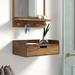 Mercury Row® Casiano Poplar Solid Wood Accent Shelf w/ Drawer in Brown | 6.5 H x 18 W x 12 D in | Wayfair 5EEDD91480C342DD86DB163CAAAE27BB