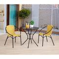 Bayou Breeze Letha All-Weather Outdoor Bistro Set w/ 2 Papasan Chairs & One 29"H Table w/ Glass Top Synthetic Wicker/All | Wayfair