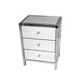 Everly Quinn Christiane 3 - Drawer Nightstand in Mirrored Wood in Brown/Gray | 26 H x 18 W x 14 D in | Wayfair 0631B48C30D6407DBEB82AE564EDD66A