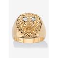 Men's Big & Tall Men's Gold over Sterling Silver Genuine Diamond Accent Lion Ring by PalmBeach Jewelry in Diamond (Size 13)