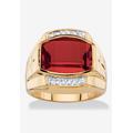 Men's Big & Tall Men's Yellow Gold-Plated Created Ruby White and Diamond Accent Ring by PalmBeach Jewelry in Ruby Diamond (Size 13)