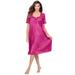 Plus Size Women's Short Silky Lace-Trim Gown by Only Necessities in Paradise Pink (Size 2X) Pajamas