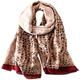 Silk Scarf For Women's Ladies Lightweight Animal Inspired Print Scarves Shawls Luxury Gift for Christmas (Leopard Print With Red Border)