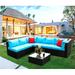 Latitude Run® 5 Pieces Rattan Sectional Seating Group w/ Cushions Synthetic Wicker/All - Weather Wicker/Wicker/Rattan in Black | Outdoor Furniture | Wayfair