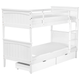 Hochbett Weiß Kiefernholz 90 x 200 cm für 2 Personen Modern Etagenbett mit Leiter 2 Schubladen und Lattenrost Schlafzimmer Ausstattung