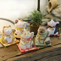 Figurine de collection de chat porte-bonheur japonais statue de Maneki Neko Feng Shui chance et