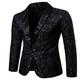 Loeay Men's Casual Blazer Luxury Men Suit Tuxedo Blazer Slim Fit Suit Unique Mens Blazers Dress Jackets Wedding Party Shows Costume Black M