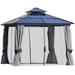 Outsunny 12 Ft. W x 10 FT. D Aluminum Patio Gazebo Aluminum/Hardtop/Metal in Black/Gray | 116.4 H x 141.6 W x 117.6 D in | Wayfair 84C-215V01