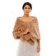 Jovono Women's Bride Wedding Faux Fur Shawl Wrap Bridal Fur Scarf Fur Wraps and Shawls for Women (Camel)