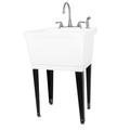 Utility-Sink 22.88 in. L x 23.5 in. W Free Standing Laundry Sink w/ Faucet in White/Black | 44.75 H x 22.88 W x 23.5 D in | Wayfair 040 US6509SS