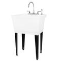 Utility-Sink 22.88 in. L x 23.5 in. W Free Standing Laundry Sink w/ Faucet in White/Black | 44.75 H x 22.88 W x 23.5 D in | Wayfair 040 US6509CP