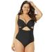 Plus Size Women's Cut Out Underwire One Piece Swimsuit by Swimsuits For All in Black (Size 14)