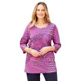Plus Size Women's Suprema® Feather Together Tee by Catherines in Deep Azalea Feather (Size 4X)