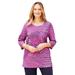 Plus Size Women's Suprema® Feather Together Tee by Catherines in Deep Azalea Feather (Size 3X)