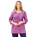 Plus Size Women's Suprema® Feather Together Tee by Catherines in Deep Azalea Feather (Size 1X)