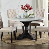 Canora Grey Fasano 54" Pedestal Dining Table Wood in Brown/Gray/White | 30 H x 54 W x 54 D in | Wayfair 353E9FFB98A44842A2AC98517ECCE062