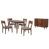 Sunset Trading Mid Century 6 Piece Dining Table Set With Padded Performance Fabric Seats - Sunset Trading DLU-MC3660-C45-SR6P