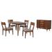 Sunset Trading Mid Century 6 Piece Dining Table Set With Padded Performance Fabric Seats - Sunset Trading DLU-MC3660-C45-SR6P