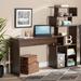 Baxton Studio Foster Modern Walnut Brown Finished Wood Storage Desk /w Shelves - Wholesale Interiors SESD8014WI-Columbia-Desk