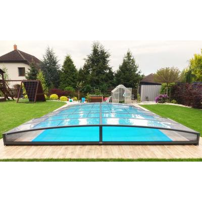 Swimmingpool-Überdachung / Abdeckung SkyCover® Neo Clear 4.0x7.4m - einseitige Schiene