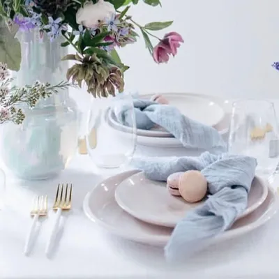 YEPQZQ-Décor de table de mariage étamine en gaze dîner ensemble de serviettes minérales