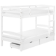 Hochbett mit Bettkasten Weiß Kiefernholz 2 Lattenroste 90 x 200 cm Leiter Modern Etagenbett für 2 Personen Schlafzimmer Ausstattung