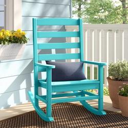 Sol 72 Outdoor™ Sol 72 Traditional Porch Rocking Chair Plastic/Resin in Blue | 41.25 H x 26.25 W x 34 D in | Wayfair