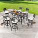 Red Barrel Studio® Square 6 - Person 24.8" Long Bar Height Outdoor Dining Set w/ Cushions Metal in Black/Brown/Gray | 24.8 W x 24.8 D in | Wayfair