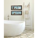 Red Barrel Studio® 'Powder Blue Bathroom Scenes Panels' - 2 Piece Acrylic Painting Print Set Paper in Blue/Brown/Gray | Wayfair