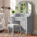 Lark Manor™ Jenkinson Vanity Set w/ Stool & Mirror Wood in Gray | 60.38 H x 47.25 W x 18 D in | Wayfair DABY4515 39310380