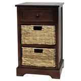 Charlton Home® Puig 1 - Drawer Solid Wood Nightstand Wood/Wicker/Rattan in Brown | 28 H x 16 W x 13 D in | Wayfair 07288B198E6D4C999CC46A76DA1DECCE