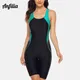 Anfilia – maillot de bain une pièce pour femmes vêtement de Sport longueur aux genoux Patchwork