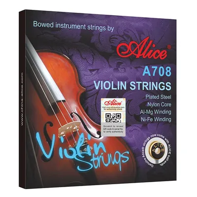 Alice – cordes de violon haut de gamme A708 ensemble complet en acier inoxydable noyau en Nylon