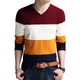 BROWON Marque-pull Automne Hommes Manches sulfSlim Pulls Nouveau V-cou Fit Pull Rayé Astronomique