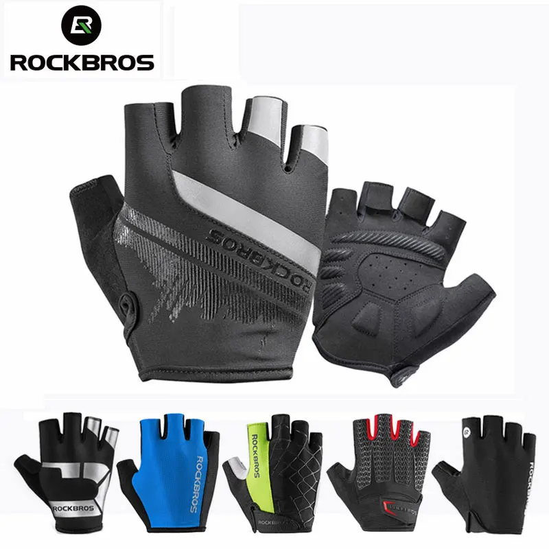 10 Style ROCKBROS gants de cyclisme demi doigt respirant gants de vélo vtt vélo de route Gel antichoc hommes femmes équipement de sport