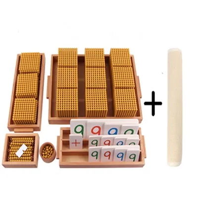 Ensemble de jouets mathématiques Montessori pour enfants perles dorées système décimal jeu de