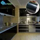 Autocollant de cuisine noir brillant résistant à l'huile décoration d'armoire de cuisinière papier