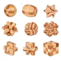 Casse-tête en bois de bambou taille mini jeu de puzzles IQ 4.5cm
